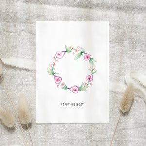 Postcard - Birthday Fig wreath