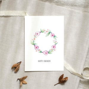 Postcard - Birthday Fig wreath