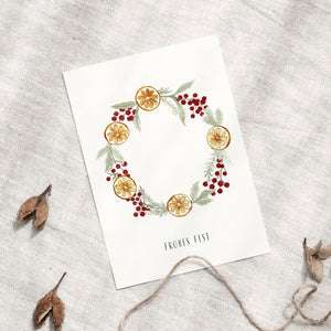 Postcard - Christmas wreath | Orange