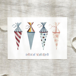 Postcard · First day of school | School cones