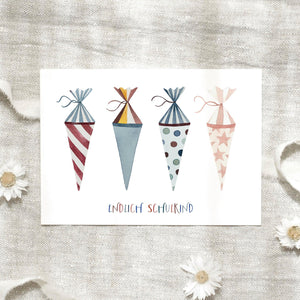 Postcard · First day of school | School cones