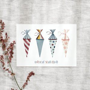 Postcard · First day of school | School cones