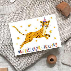 Postkarte · Wilder Geburtstag | Leopard