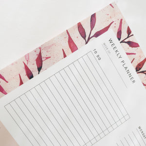 Weekly Planner - Summer Leaves (Pink) | A4
