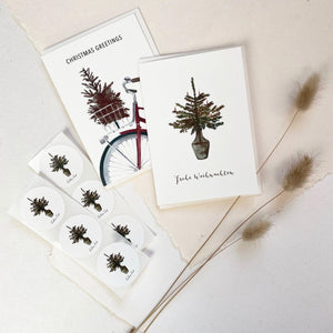 2er Set Weihnachtskarten & Aufkleber · Frohes Fest Grußkarte Atelier Leo la Douce 