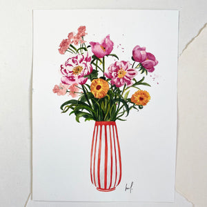 Original-Illustration | Pink Peonies Kunstdruck Leo la Douce 