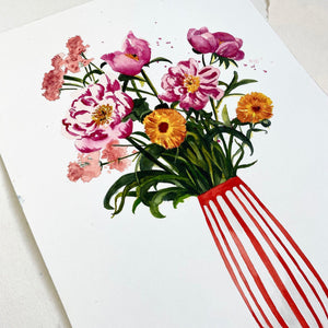 Original-Illustration | Pink Peonies Kunstdruck Leo la Douce 