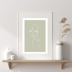 Kunstdruck - ART LINE - MELANCHOLIE (PALE GREEN) Kunstdruck Leo la Douce