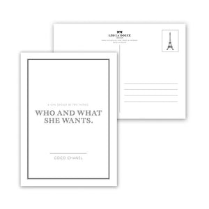 Postkarte - WHAT SHE WANTS Postkarte Leo la Douce 
