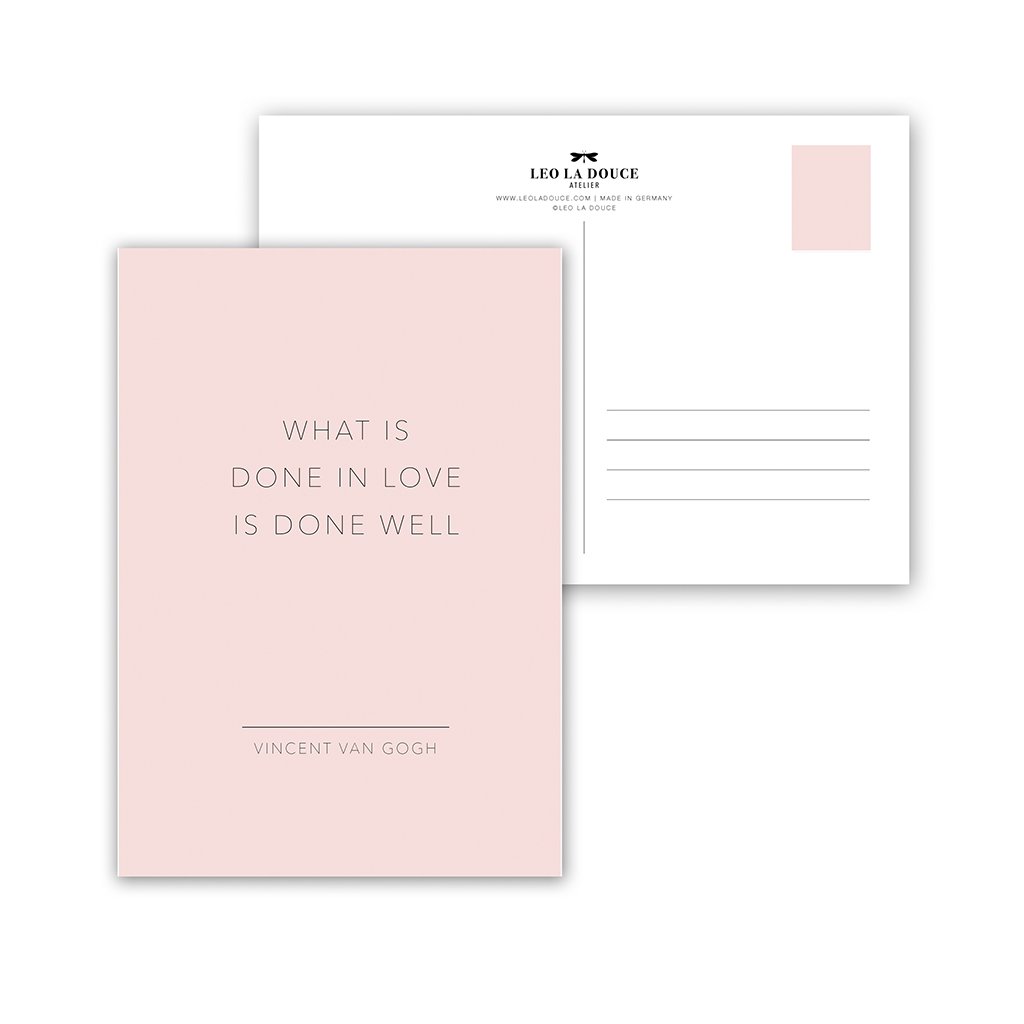 Postkarte - WHAT IS DONE IN LOVE Postkarte Leo la Douce 