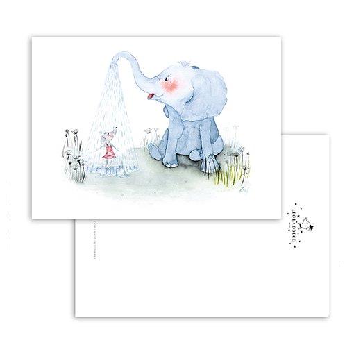 Postkarte - ELEPHANT SHOWER Postkarte Leo la Douce 