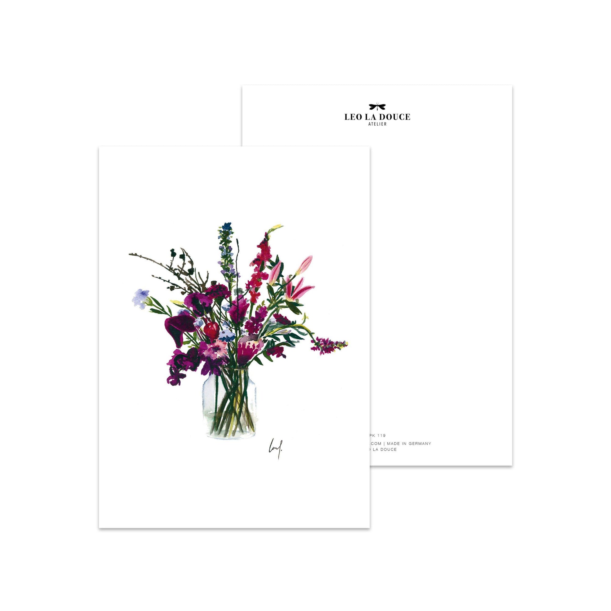 Postkarte - VIOLET FLOWERS Postkarte Leo la Douce 