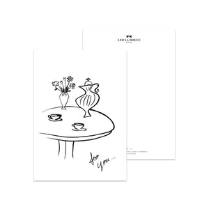 Postkarte - B/W COFFEETABLE Postkarte Leo la Douce 