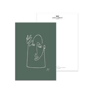 Postkarte - HELLO - DARK GREEN Postkarte Leo la Douce 