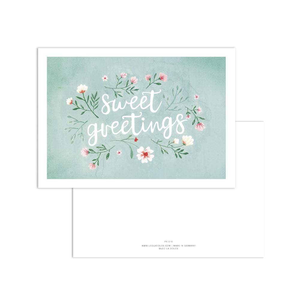 Postkarte - Sweet Greetings | Green Blossoms